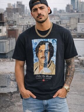 Hasta Muerte T-Shirt L Black Hustle Daily Pablo Escobar Graphic Tee - Excellent